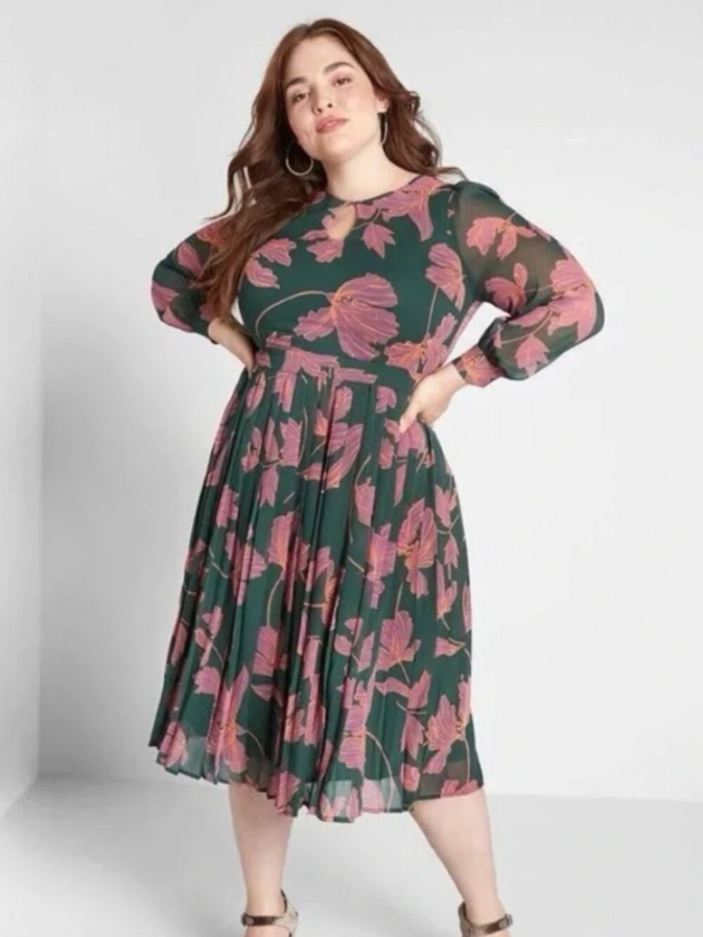 ModCloth Keen On Pleats Midi Dress Size 14